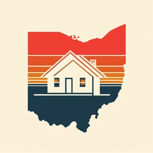 Ohio-shaped graphic with a home inside.